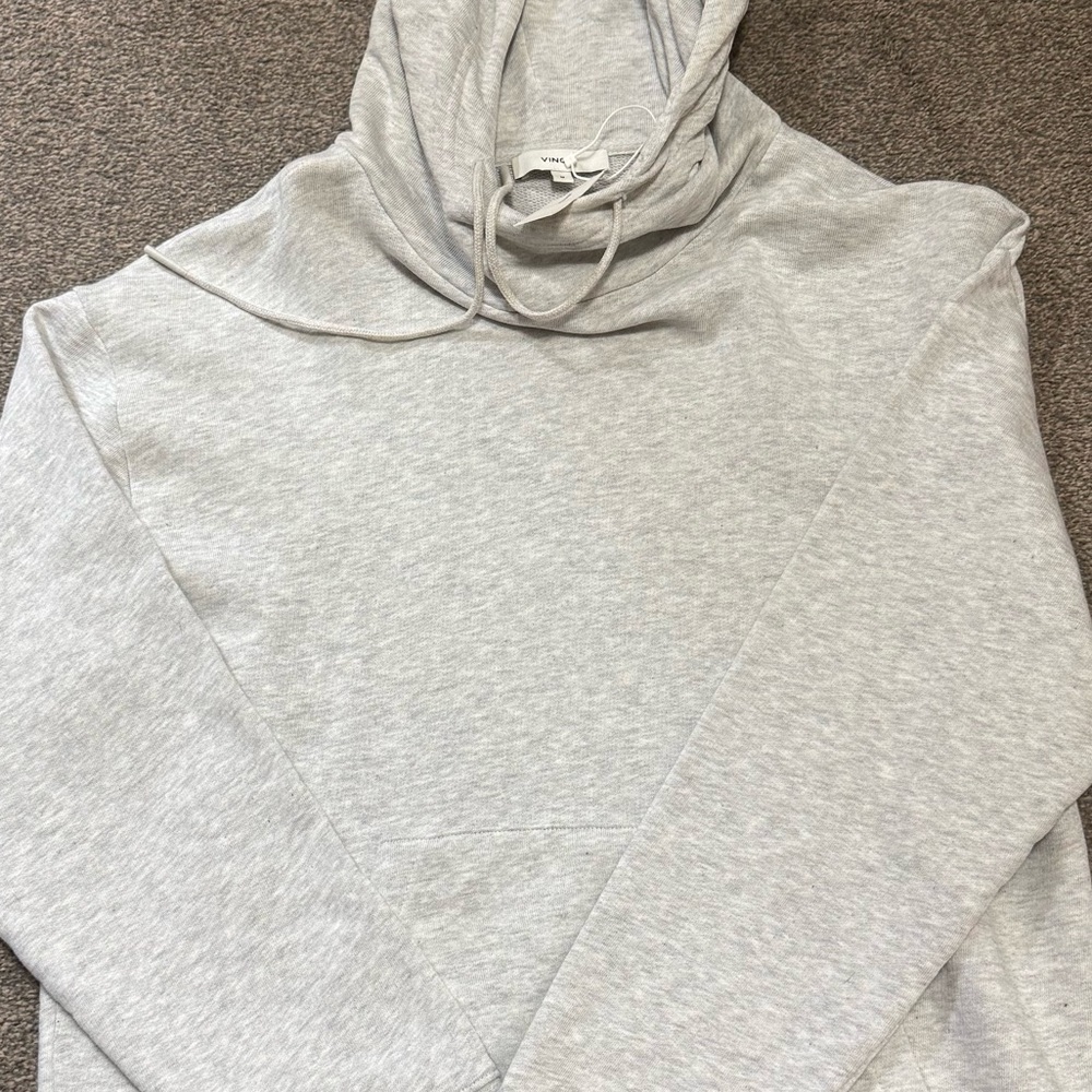 NWT Vince Women’s Essential Hoodie size M 100% Cotton in Heather Gray - Picture 3 of 6